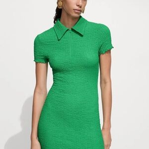 MNG By Mango Green Textured Mini Dress